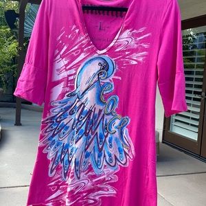 Amazing Hot Pink Top, Size L, By Humanity, Made in Los Angeles, Like New